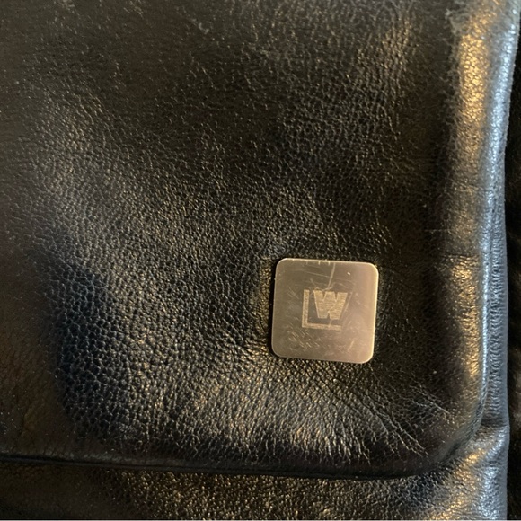 VTG Wilsons Leather Crossbody Shoulder Bag Blue Front Pockets Back Wallet - Picture 5 of 5